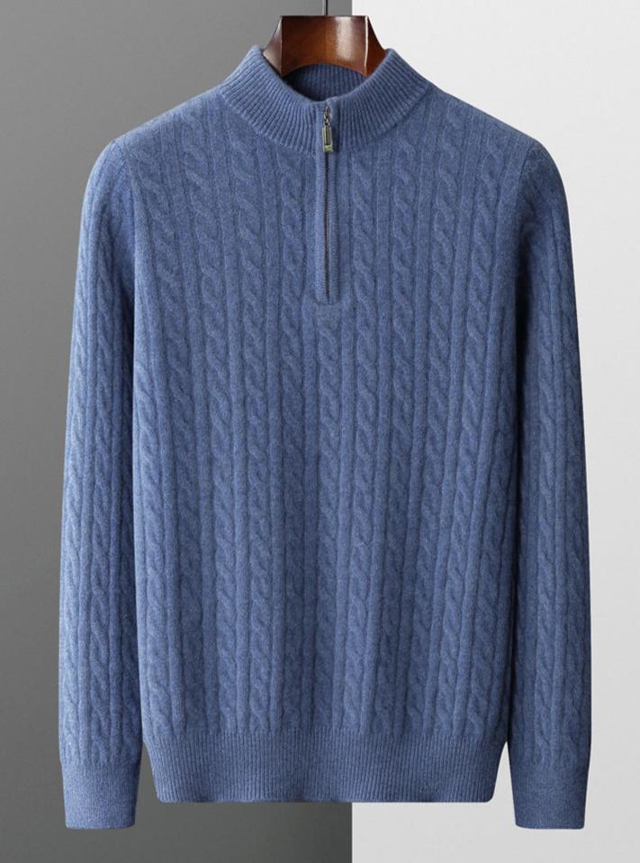 Mirelli | Cable knit sweater with half zipper | 100% cashmere