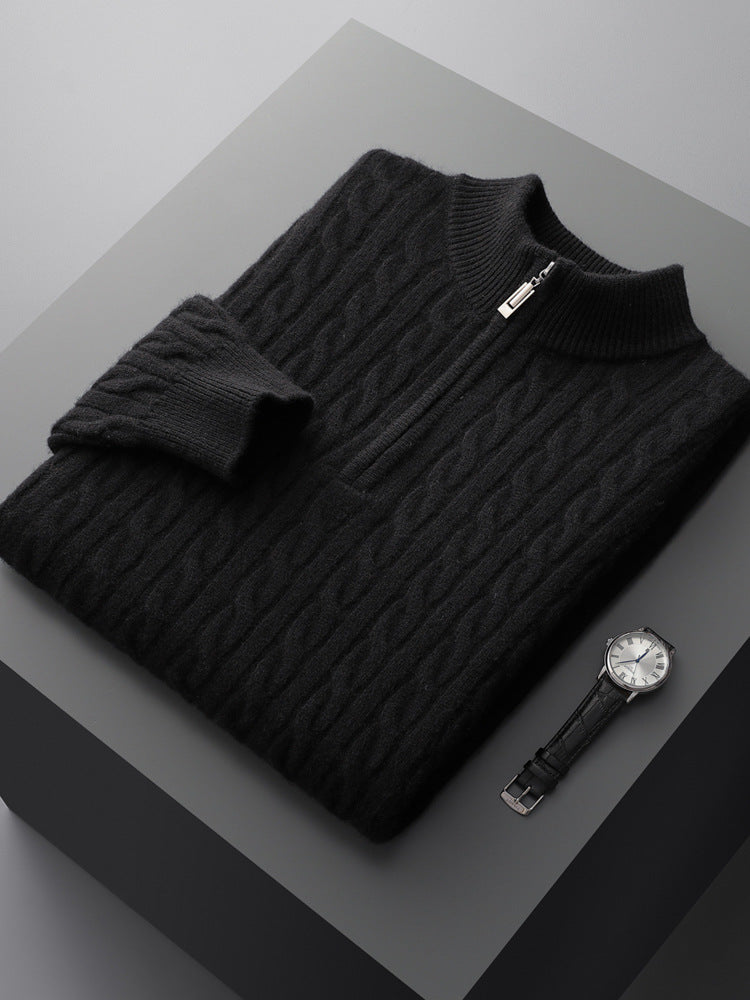 Mirelli | Cable knit sweater with half zipper | 100% cashmere