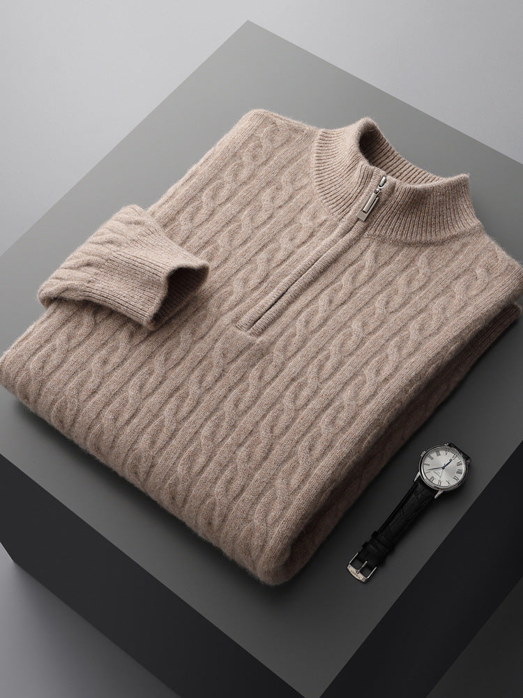 Mirelli | Cable knit sweater with half zipper | 100% cashmere