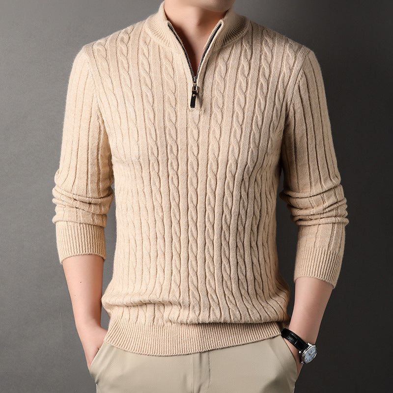 Mirelli | Cable knit sweater with half zipper