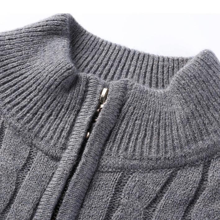 Mirelli | Cable knit sweater with half zipper