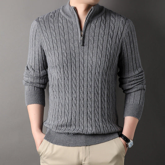 Mirelli | Cable knit sweater with half zipper