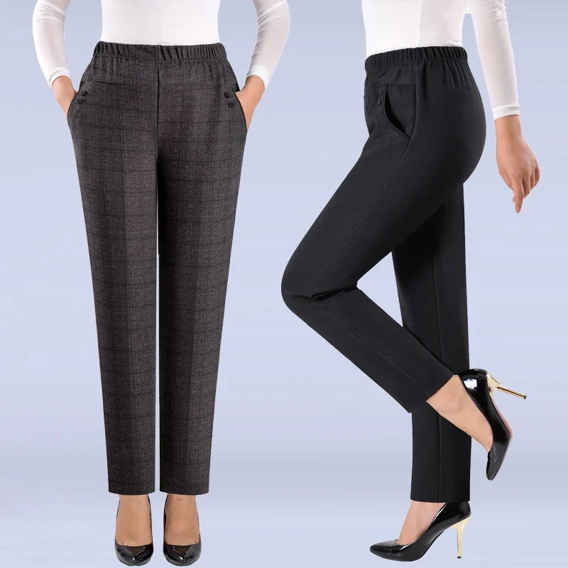 Mirelli | Elastic High Waist Plus Size Ladies Pants