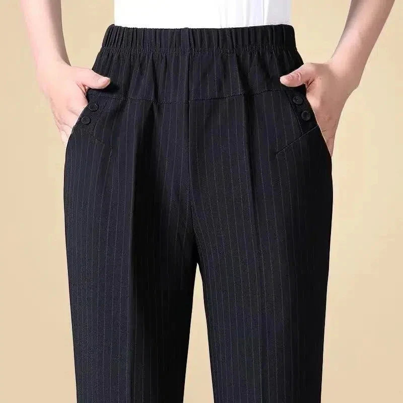 Mirelli | Elastic High Waist Plus Size Ladies Pants