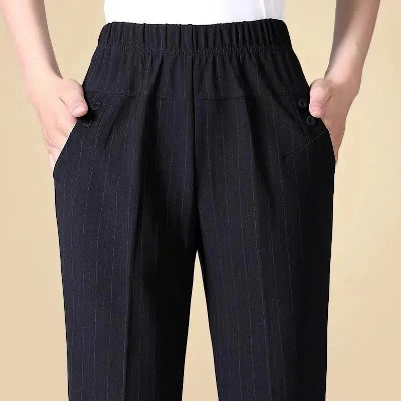 Mirelli | Elastic High Waist Plus Size Ladies Pants