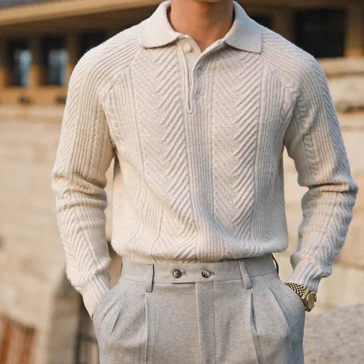 Mirelli | Patterned Woven Polo Sweater