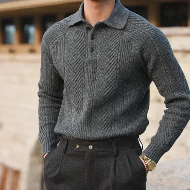 Mirelli | Patterned Woven Polo Sweater