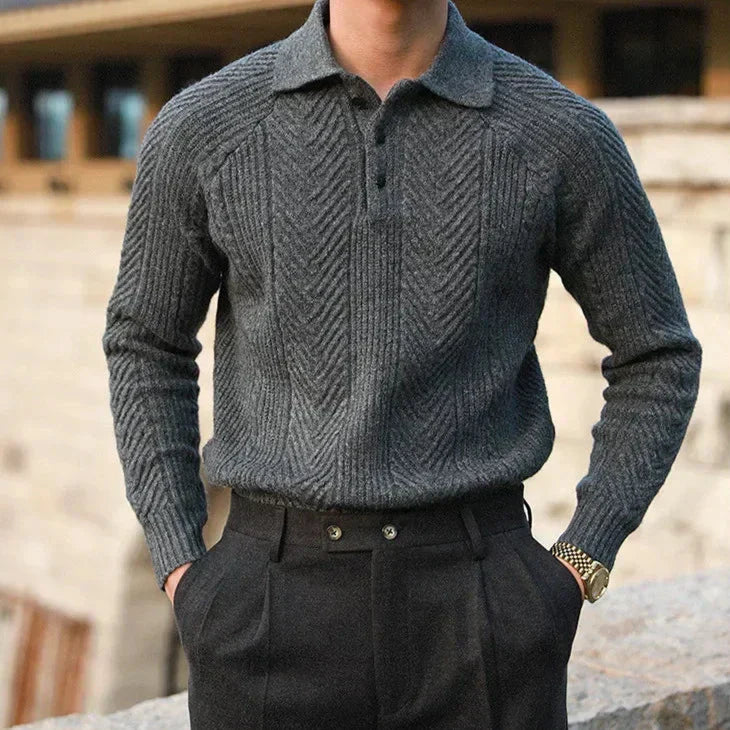 Mirelli | Patterned Woven Polo Sweater