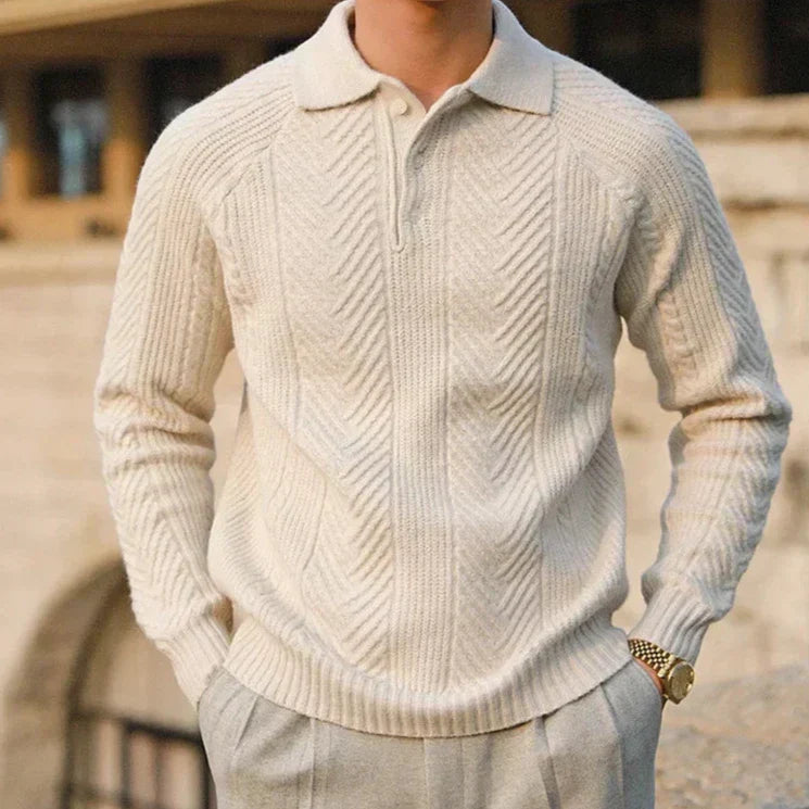 Mirelli | Patterned Woven Polo Sweater