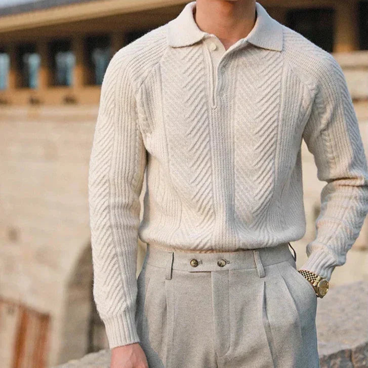 Mirelli | Patterned Woven Polo Sweater