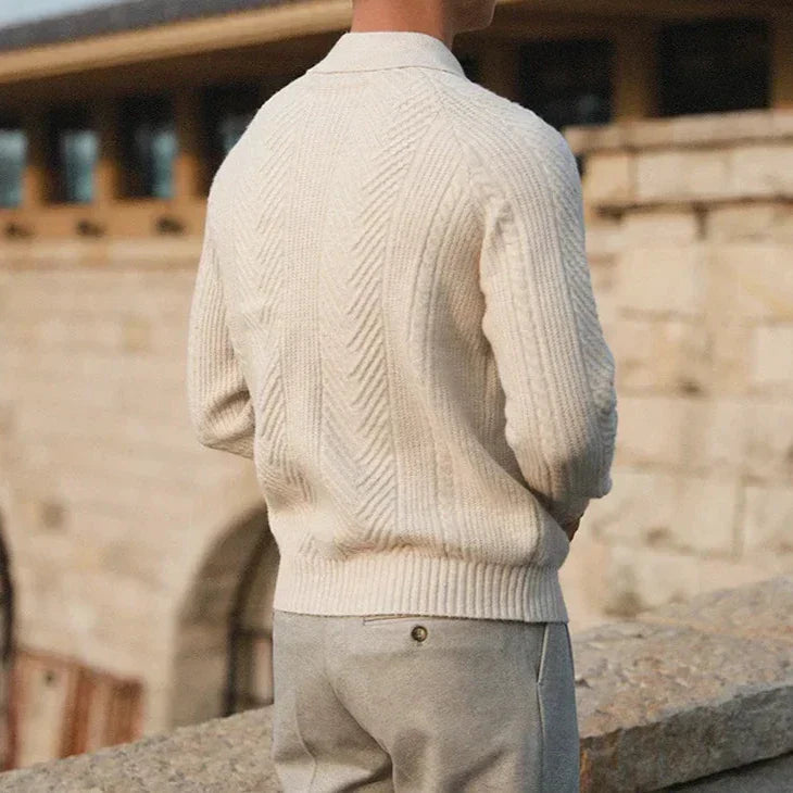 Mirelli | Patterned Woven Polo Sweater