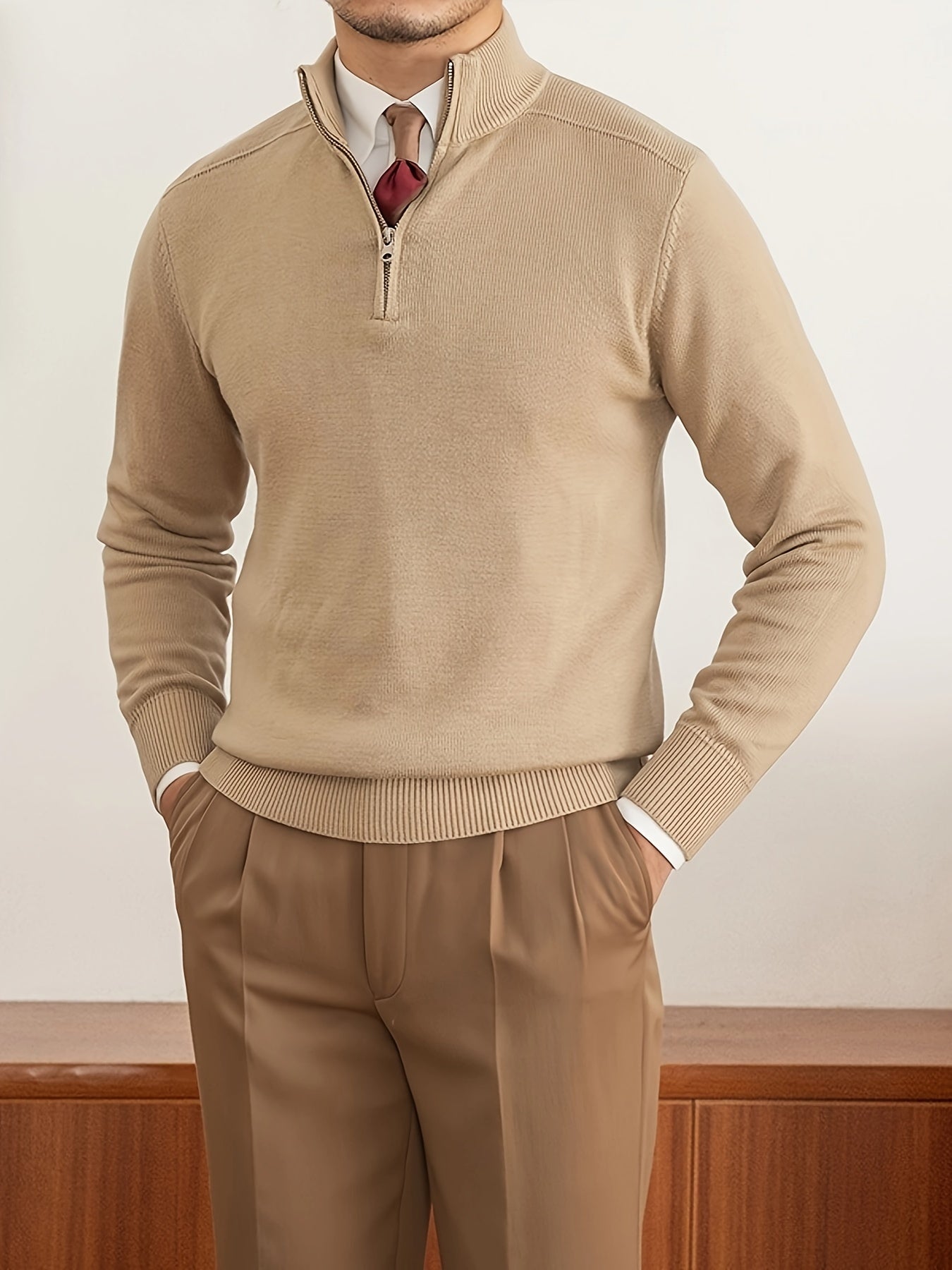 Mirelli | Stylish men's sweater with half zipper