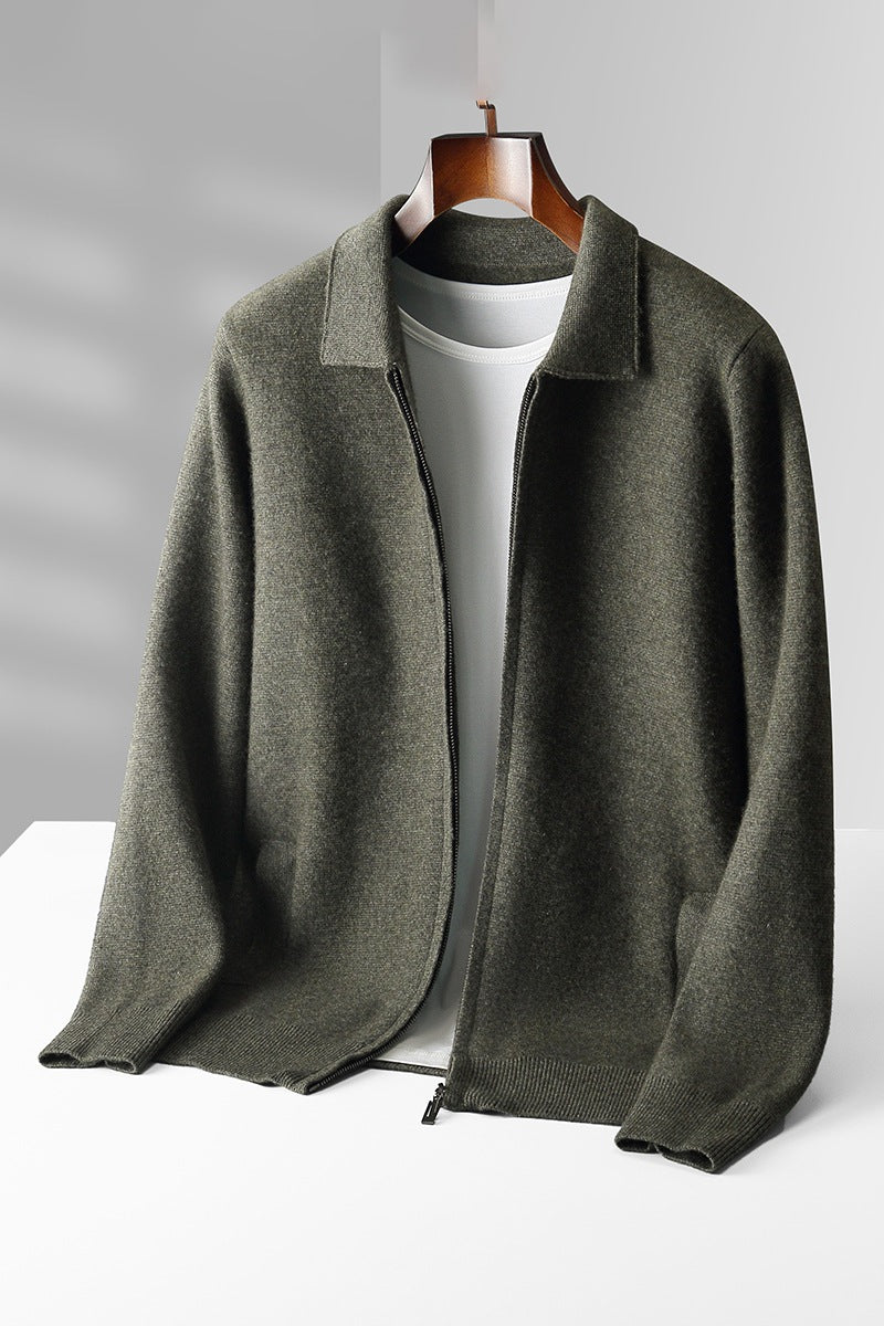 Mirelli | Woven cardigan with collar | 100% Cashmere