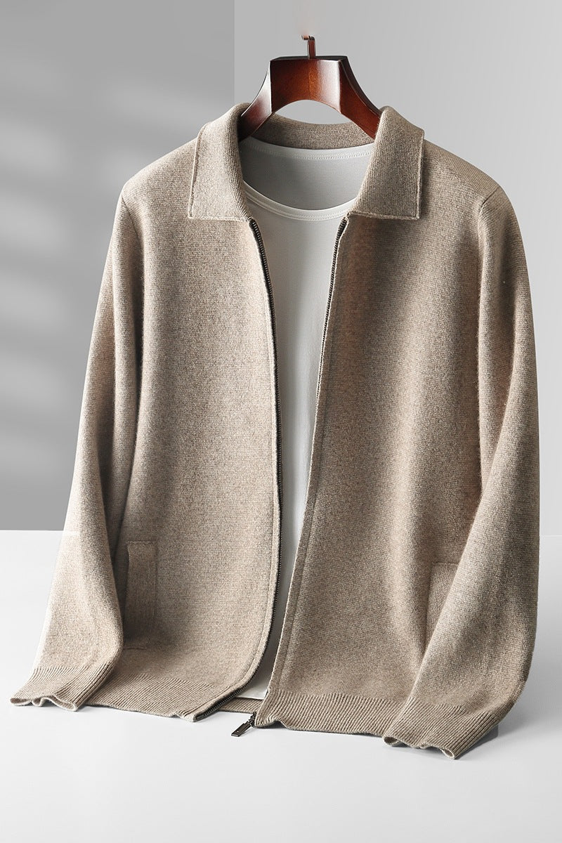 Mirelli | Woven cardigan with collar | 100% Cashmere