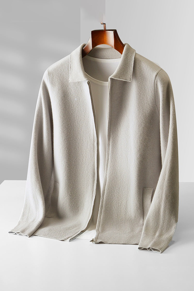 Mirelli | Woven cardigan with collar | 100% Cashmere